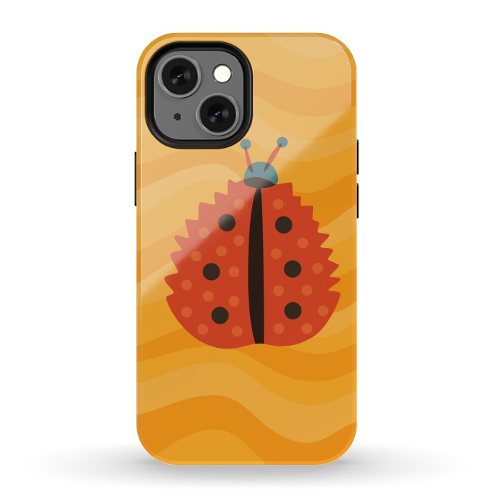 iPhone 13 mini StrongFit Orange Ladybug With Autumn Leaf Disguise by Boriana Giormova