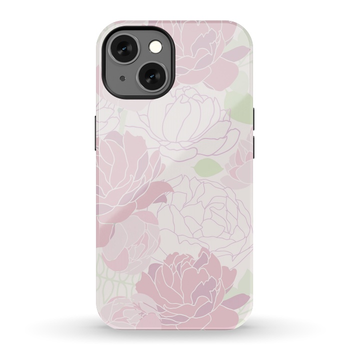 iPhone 13 StrongFit Abstract Pink Peony Pattern by  Utart