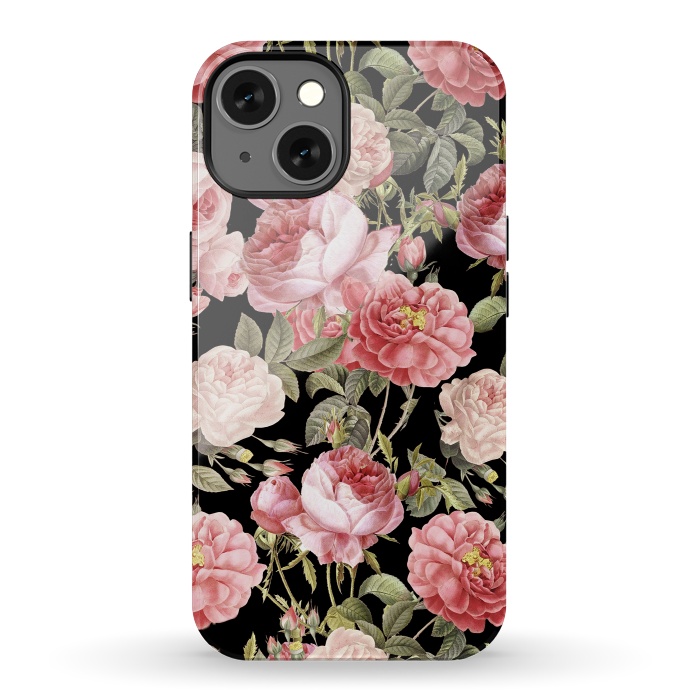 iPhone 13 StrongFit Bridal Roses Pattern on Black by  Utart
