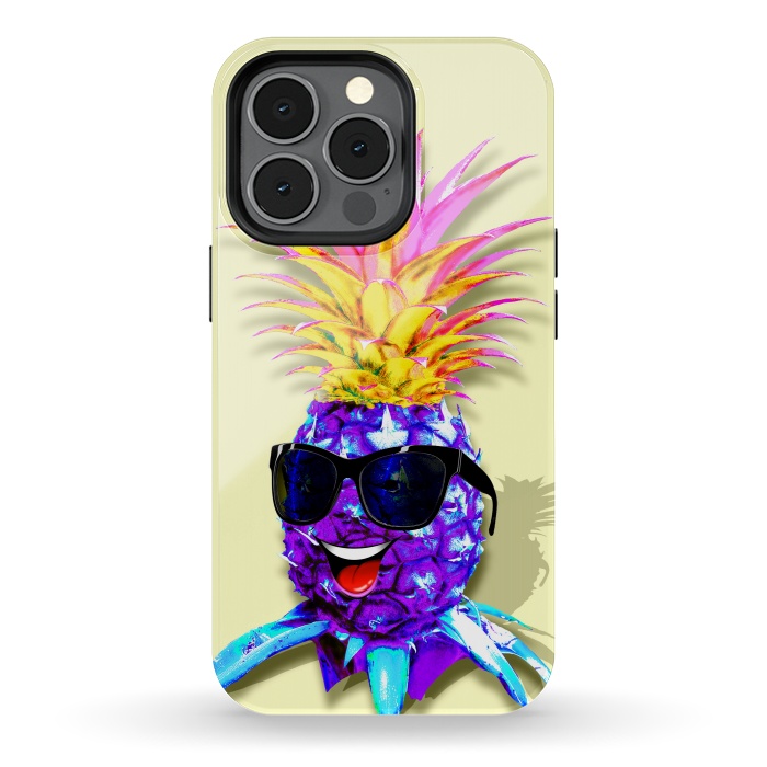iPhone 13 pro StrongFit Pineapple Ultraviolet Happy Dude with Sunglasses  by BluedarkArt