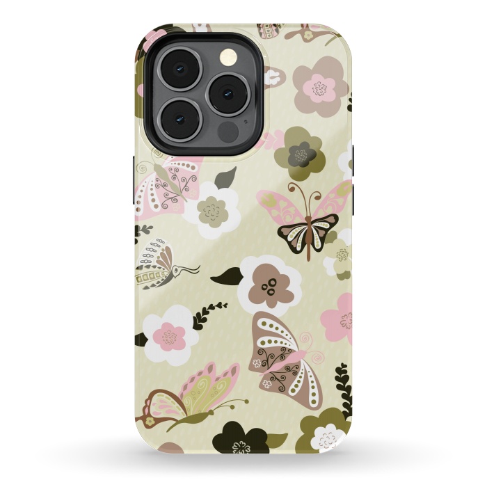 iPhone 13 pro StrongFit Beautiful Butterflies on Mint Green by Paula Ohreen