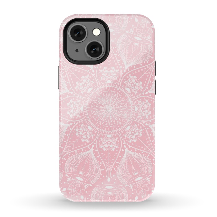 iPhone 13 mini StrongFit Elegant white mandala design by InovArts