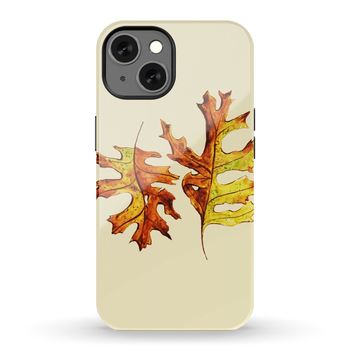 iPhone 13 StrongFit Ink Watercolor Painted Autumn Leaves Nature Lover by Boriana Giormova