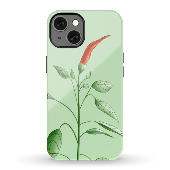 iPhone 13 StrongFit Hot Chili Pepper Plant Botanical Illustration by Boriana Giormova