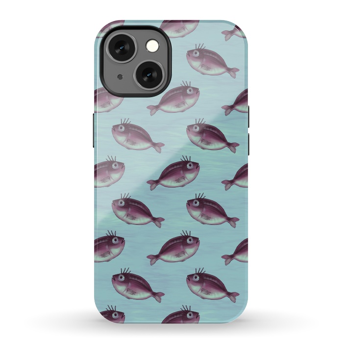iPhone 13 StrongFit Funny Fish With Fancy Eyelashes Pattern by Boriana Giormova