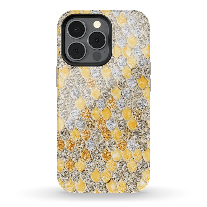 iPhone 13 pro StrongFit Gold and Silver Sparkling Mermaid Scales by  Utart