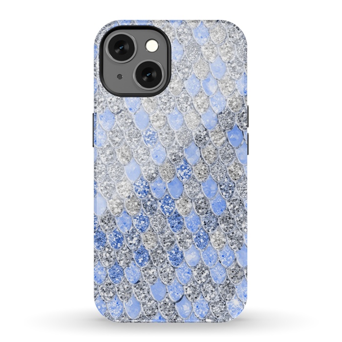 iPhone 13 StrongFit Blue and Silver Sparkling Mermaid Scales by  Utart