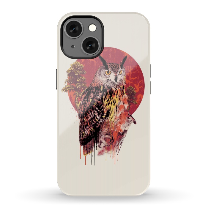 iPhone 13 StrongFit Owl Red by Riza Peker
