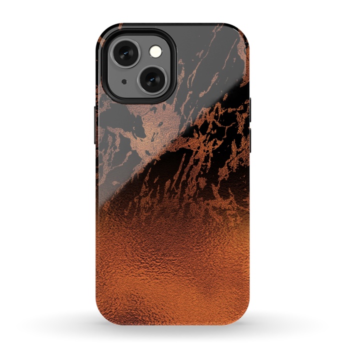 iPhone 13 mini StrongFit Copper Gold and Black Marble  by  Utart