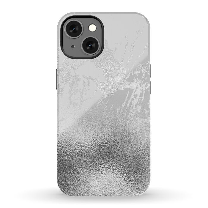 iPhone 13 StrongFit Silver Marble and Glitter Foil by  Utart