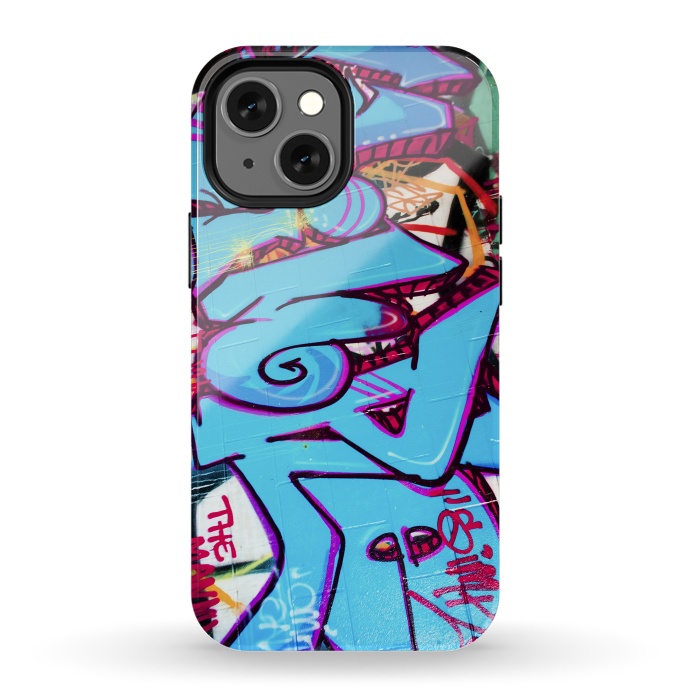 iPhone 13 mini StrongFit Blue Graffiti Tag by Andrea Haase