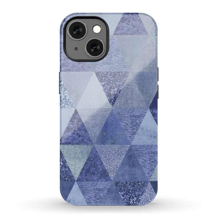 iPhone 13 StrongFit Blue Glitter Triangle Pattern by Andrea Haase
