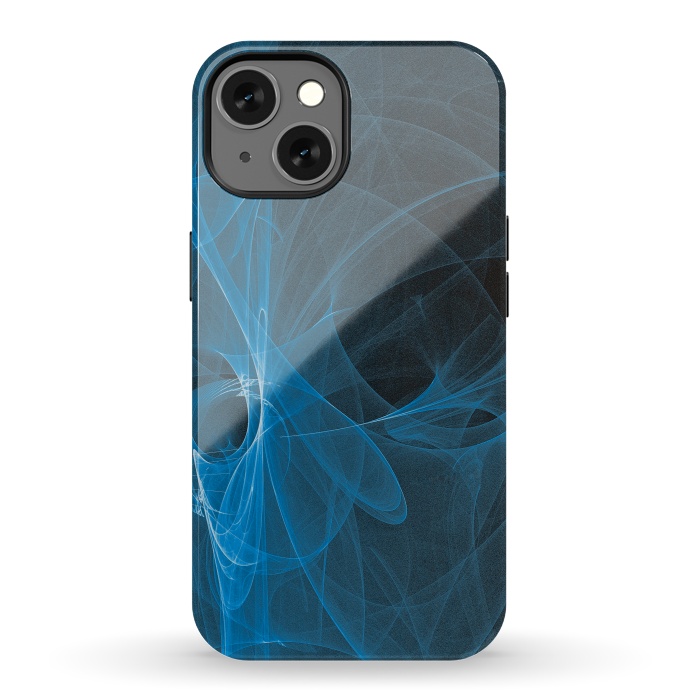 iPhone 13 StrongFit Blue Light Fractals On Black by Andrea Haase