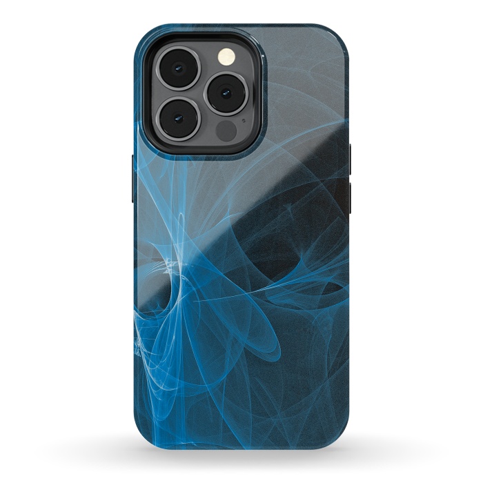 iPhone 13 pro StrongFit Blue Light Fractals On Black by Andrea Haase