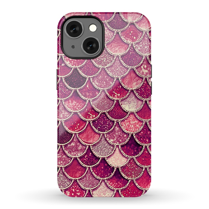 iPhone 13 StrongFit Pink and Purple Pretty Sparkling Mermaid Scales  by  Utart
