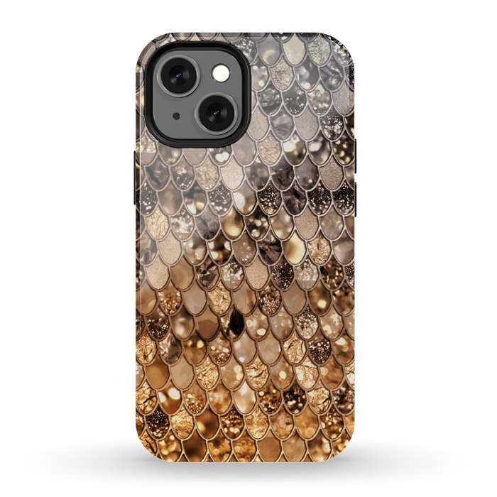 iPhone 13 mini StrongFit Old Gold and Bronze Mermaid Scales Pattern by  Utart