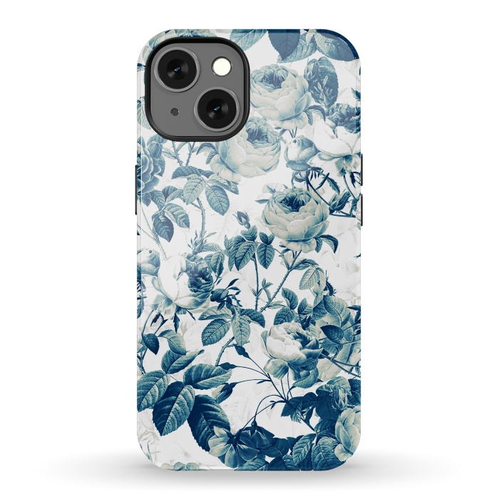 iPhone 13 StrongFit Blue Vintage Rose Pattern  by  Utart