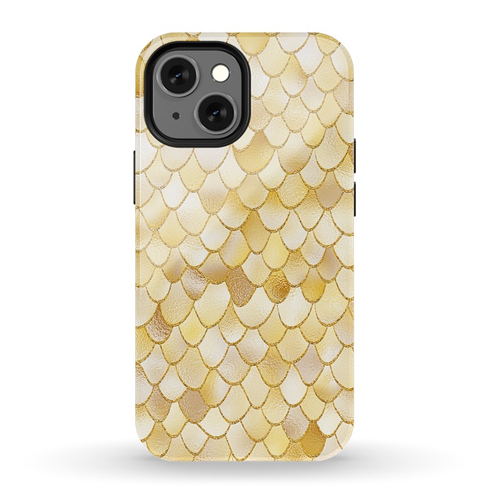 iPhone 13 mini StrongFit Gold Wonky Metal Mermaid Scales by  Utart