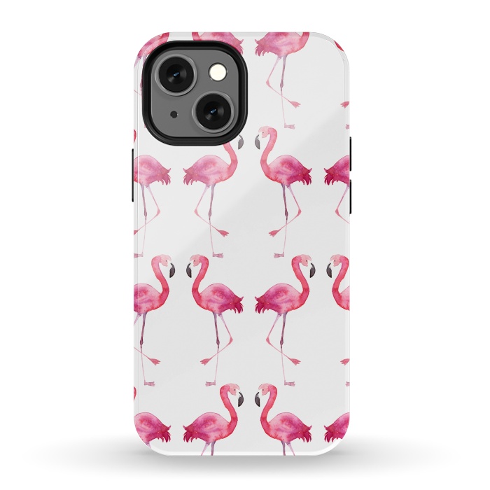 iPhone 13 mini StrongFit Pink Watercolor Flamingo Print by Becky Starsmore