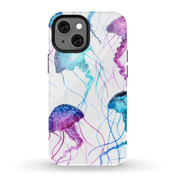 iPhone 13 mini StrongFit Watercolor Jellyfish Print by Becky Starsmore