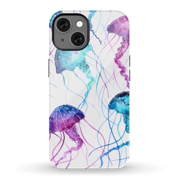 iPhone 13 StrongFit Watercolor Jellyfish Print by Becky Starsmore