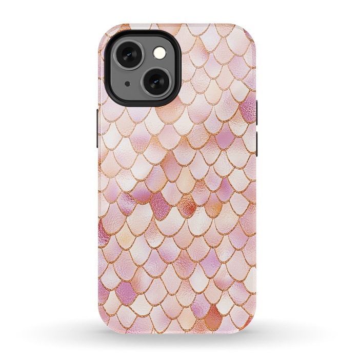 iPhone 13 mini StrongFit Wonky Rose Gold Mermaid Scales by  Utart