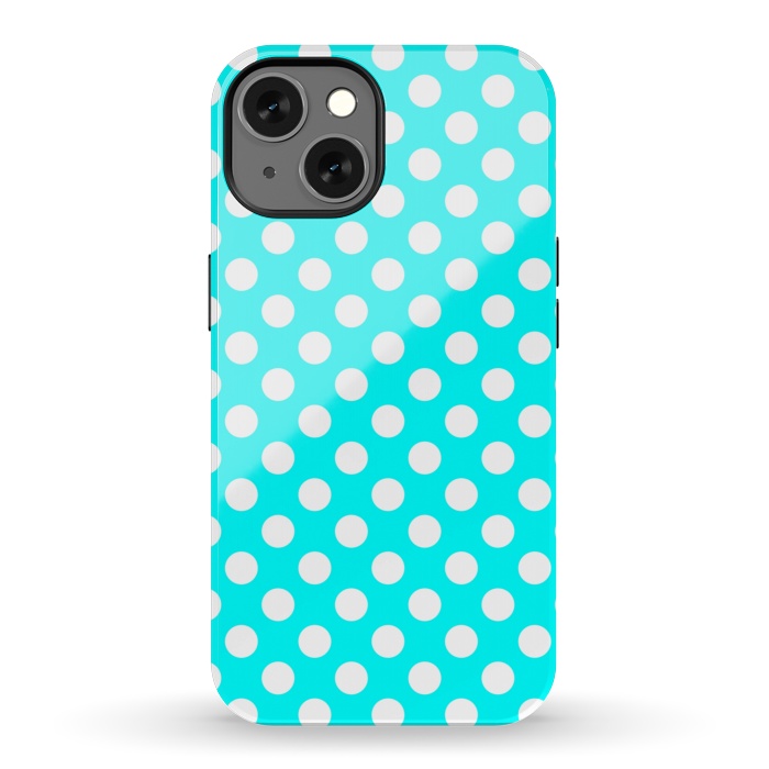iPhone 13 StrongFit Polka Dots Turquoise by Alemi