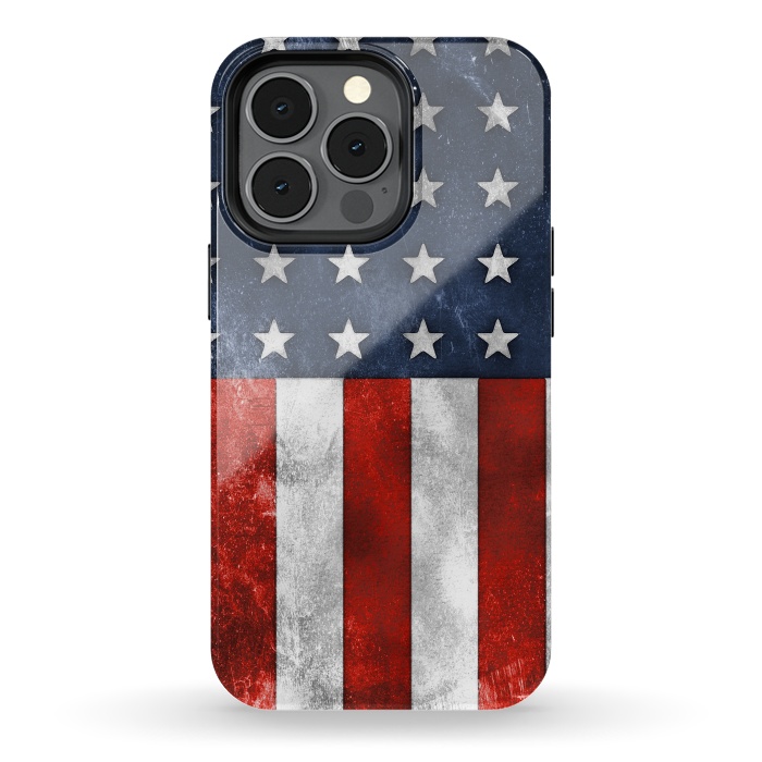 iPhone 13 pro StrongFit Grunge Style American Flag by Andrea Haase