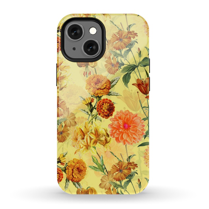 iPhone 13 mini StrongFit Yellow vintage Flower Pattern by  Utart