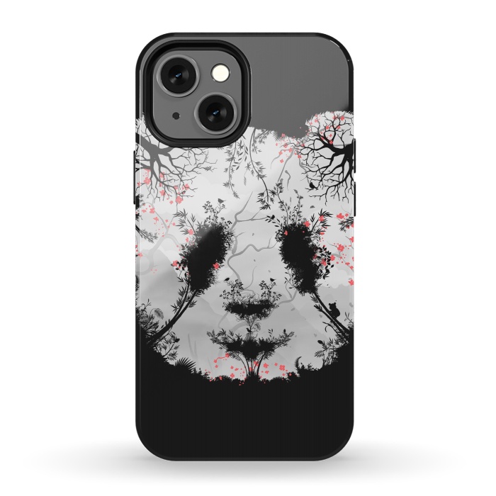 iPhone 13 mini StrongFit Dark Forest Panda by Sitchko