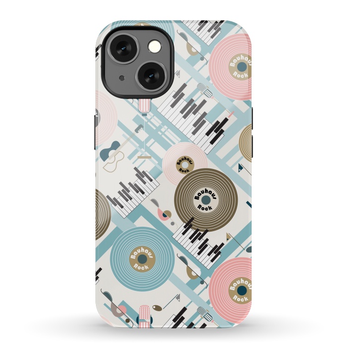 iPhone 13 StrongFit Bauhaus Rock - Pink and Blue by Paula Ohreen