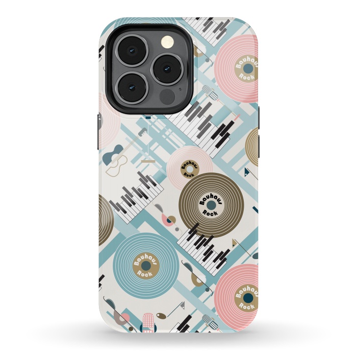 iPhone 13 pro StrongFit Bauhaus Rock - Pink and Blue by Paula Ohreen