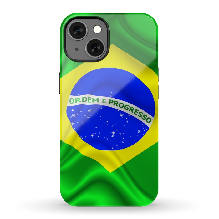 iPhone 13 StrongFit Brazil Waving Silk Flag by BluedarkArt