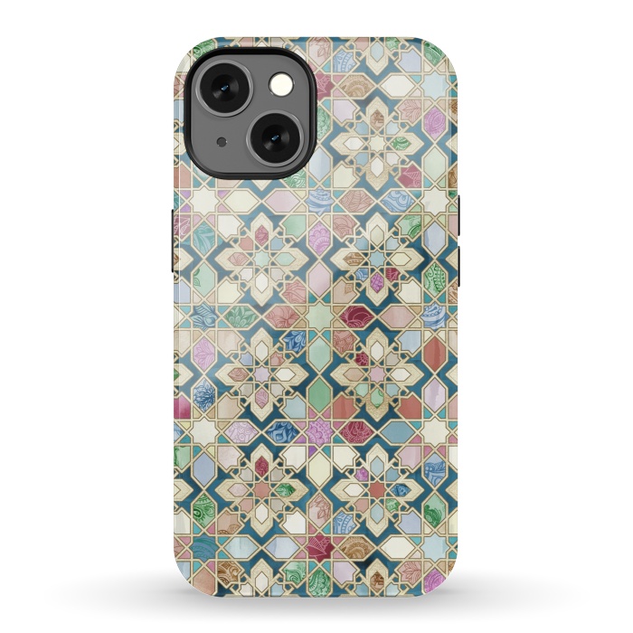 iPhone 13 StrongFit Muted Moroccan Mosaic Tiles by Micklyn Le Feuvre