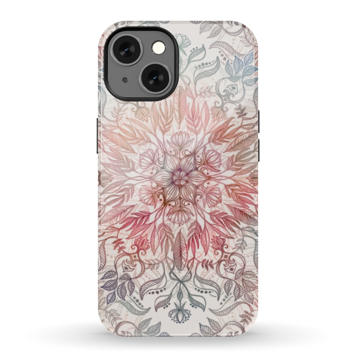 iPhone 13 StrongFit Autumn Spice Mandala in Coral and Cream by Micklyn Le Feuvre