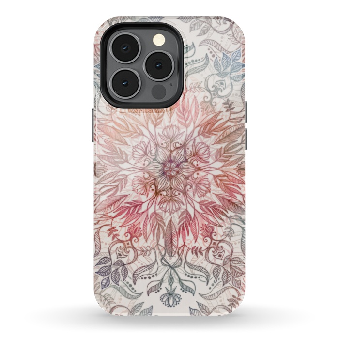 iPhone 13 pro StrongFit Autumn Spice Mandala in Coral and Cream by Micklyn Le Feuvre