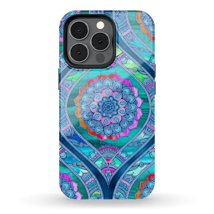 iPhone 13 pro StrongFit Radiant Boho Color Play Mandala by Micklyn Le Feuvre