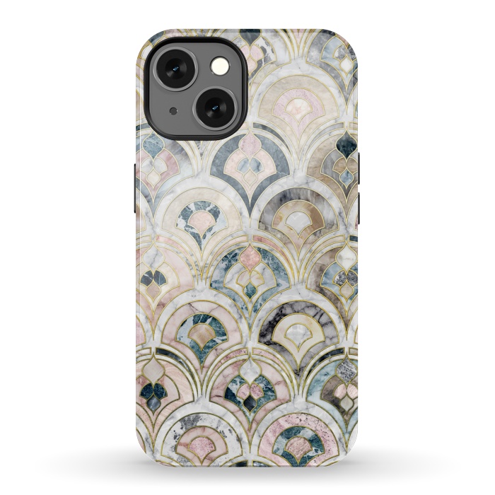 iPhone 13 StrongFit Art Deco Marble Tiles in Soft Pastels by Micklyn Le Feuvre