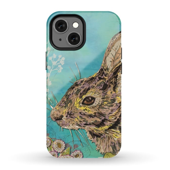 iPhone 13 mini StrongFit Rabbit and Daisies by Lotti Brown