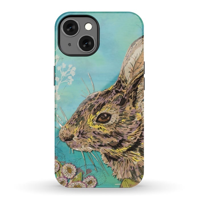iPhone 13 StrongFit Rabbit and Daisies by Lotti Brown
