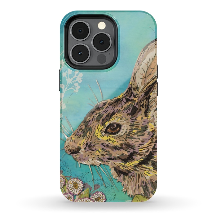 iPhone 13 pro StrongFit Rabbit and Daisies by Lotti Brown