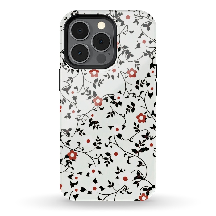 iPhone 13 pro StrongFit Read & white flowers by Jms