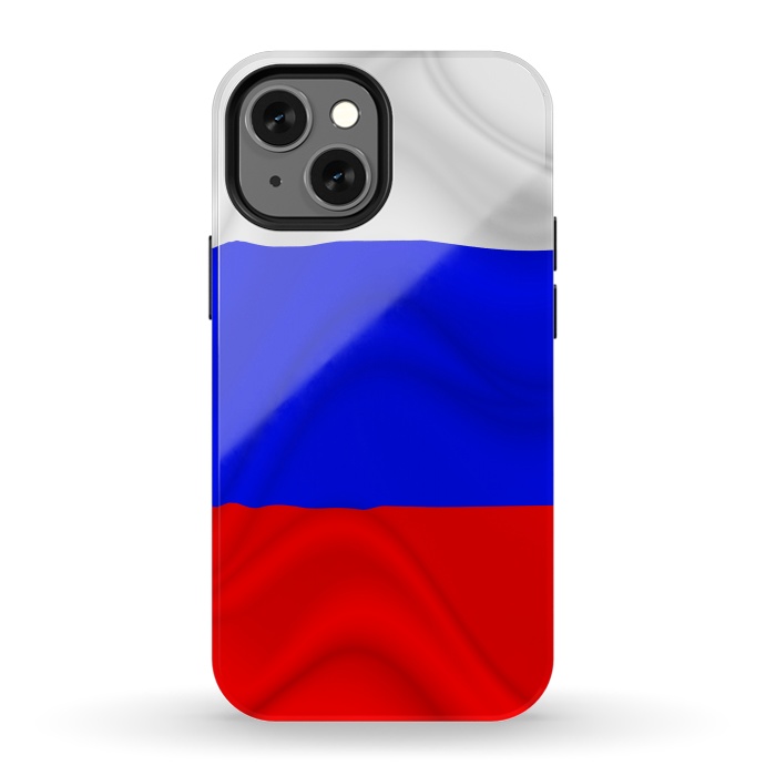 iPhone 13 mini StrongFit Russia Waving Flag Digital Silk Satin Fabric by BluedarkArt