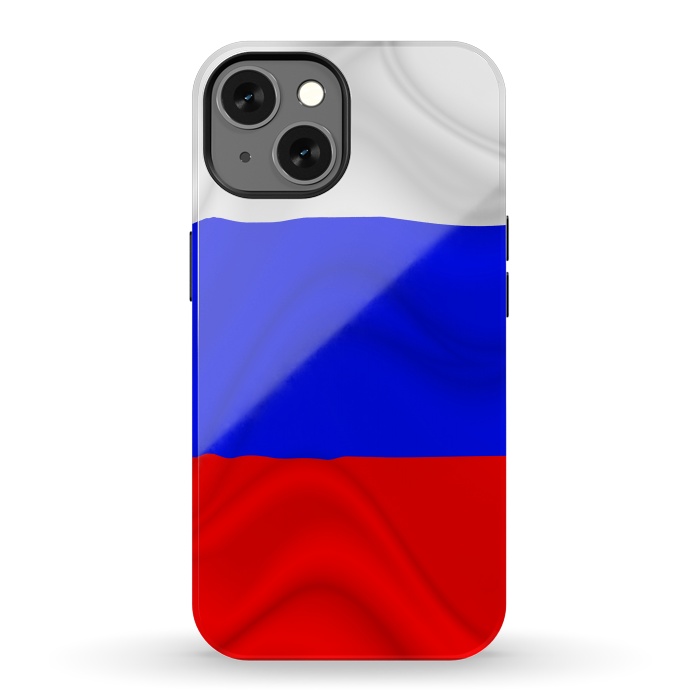 iPhone 13 StrongFit Russia Waving Flag Digital Silk Satin Fabric by BluedarkArt