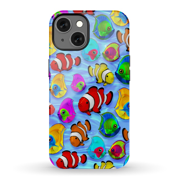 iPhone 13 StrongFit Tropical Colorful Fish Pattern by BluedarkArt