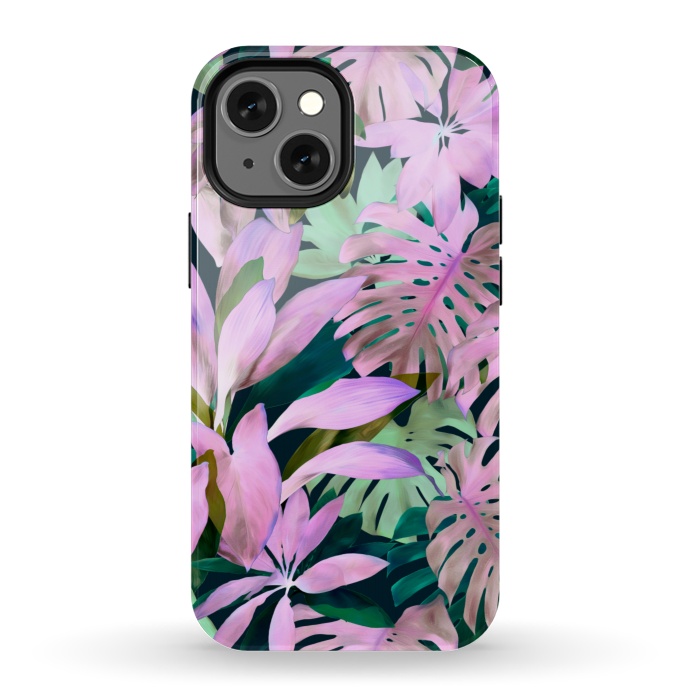 iPhone 13 mini StrongFit Tropical Night Magenta Jungle by Micklyn Le Feuvre