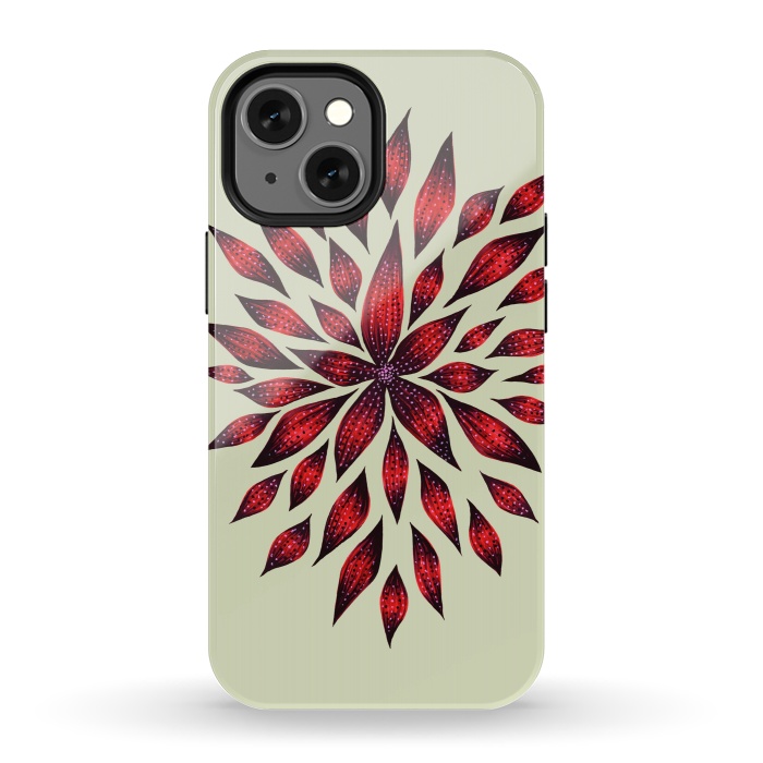 iPhone 13 mini StrongFit Hand Drawn Abstract Red Ink Doodle Flower by Boriana Giormova