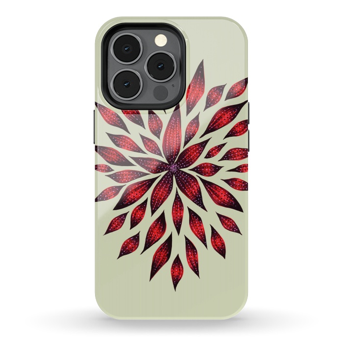 iPhone 13 pro StrongFit Hand Drawn Abstract Red Ink Doodle Flower by Boriana Giormova