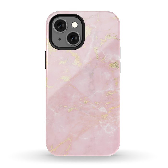 iPhone 13 mini StrongFit Metal Gold on Tender Pink Marble by  Utart
