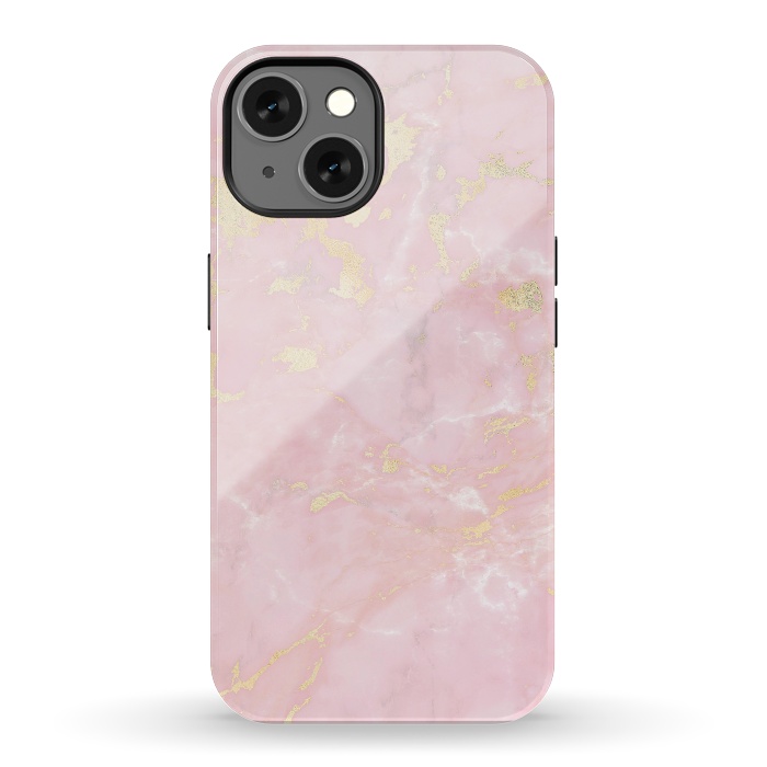 iPhone 13 StrongFit Metal Gold on Tender Pink Marble by  Utart
